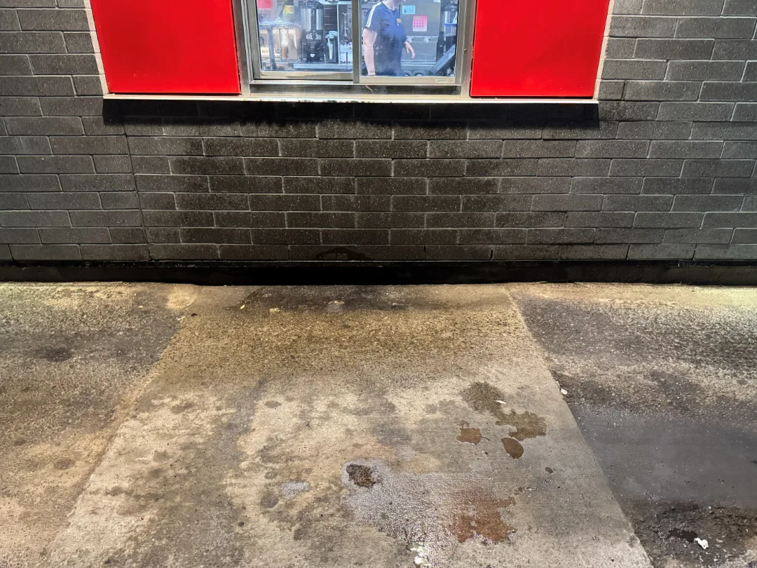Drive-thru lane, before cleaning