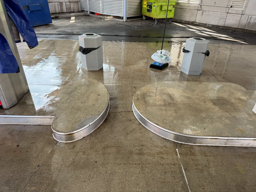 Pump islands, after cleaning