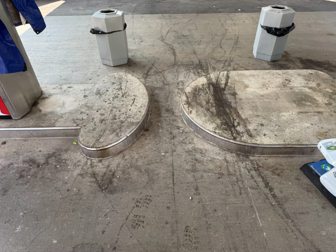 Pump islands, before cleaning