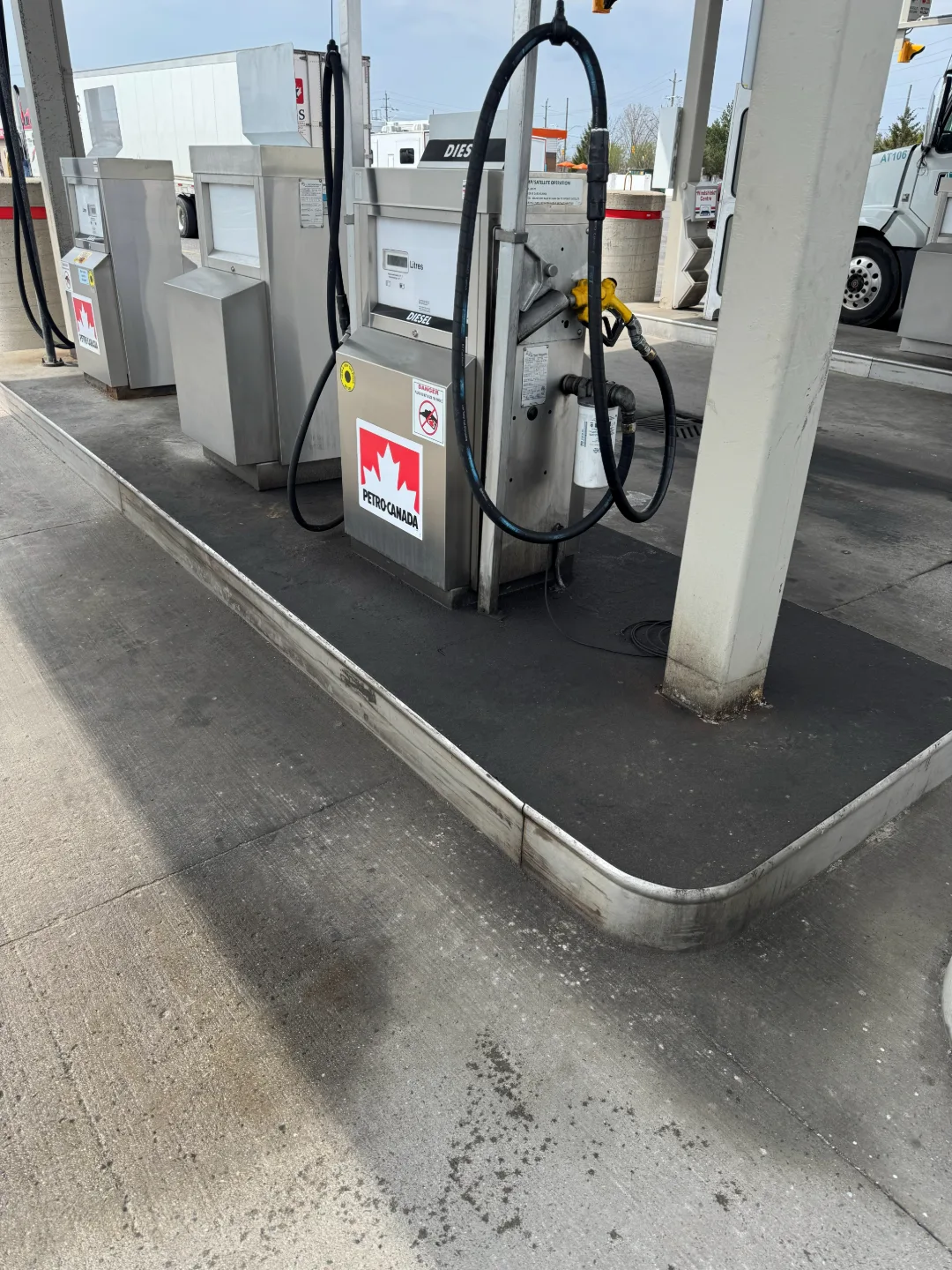 Pump island, before cleaning